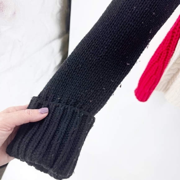 ✅ Reiss Jan Colorblock Mixed Cable Knit Turtleneck Sweater Cream, Black & Red XS - Picture 5 of 11